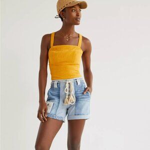 Anthropologie Smocked Tie Back Tank